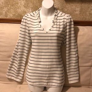 Elle Medium White and Black Striped Top